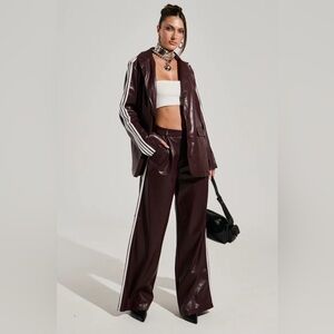 AKIRA Burgundy Track Pants & Jacket Set